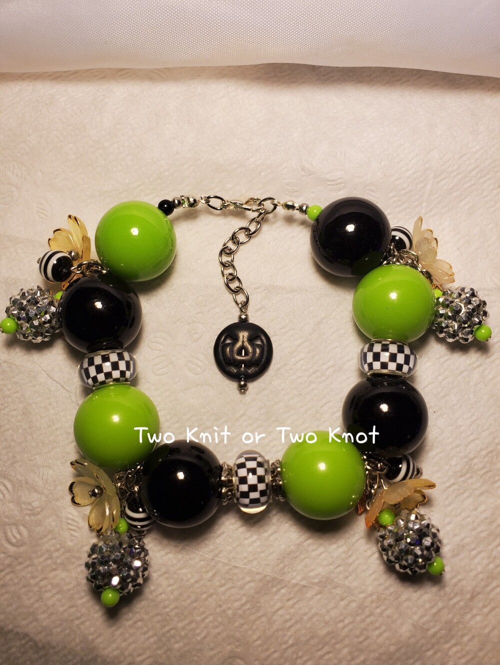 Hand Crafted 4-in-1 A 90's Retro Y2K Checkerboard Statement Piece - Chunky Beads